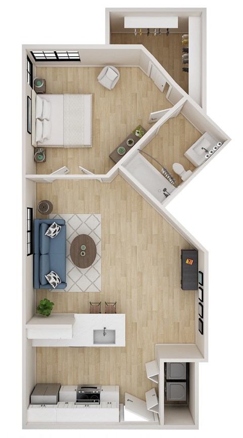 a floor plan of a 1 bedroom apartment